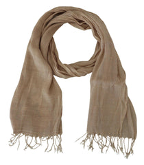 Costume National Beige Cotton Shawl Foulard Fringe Scarf -   -  Costume National.