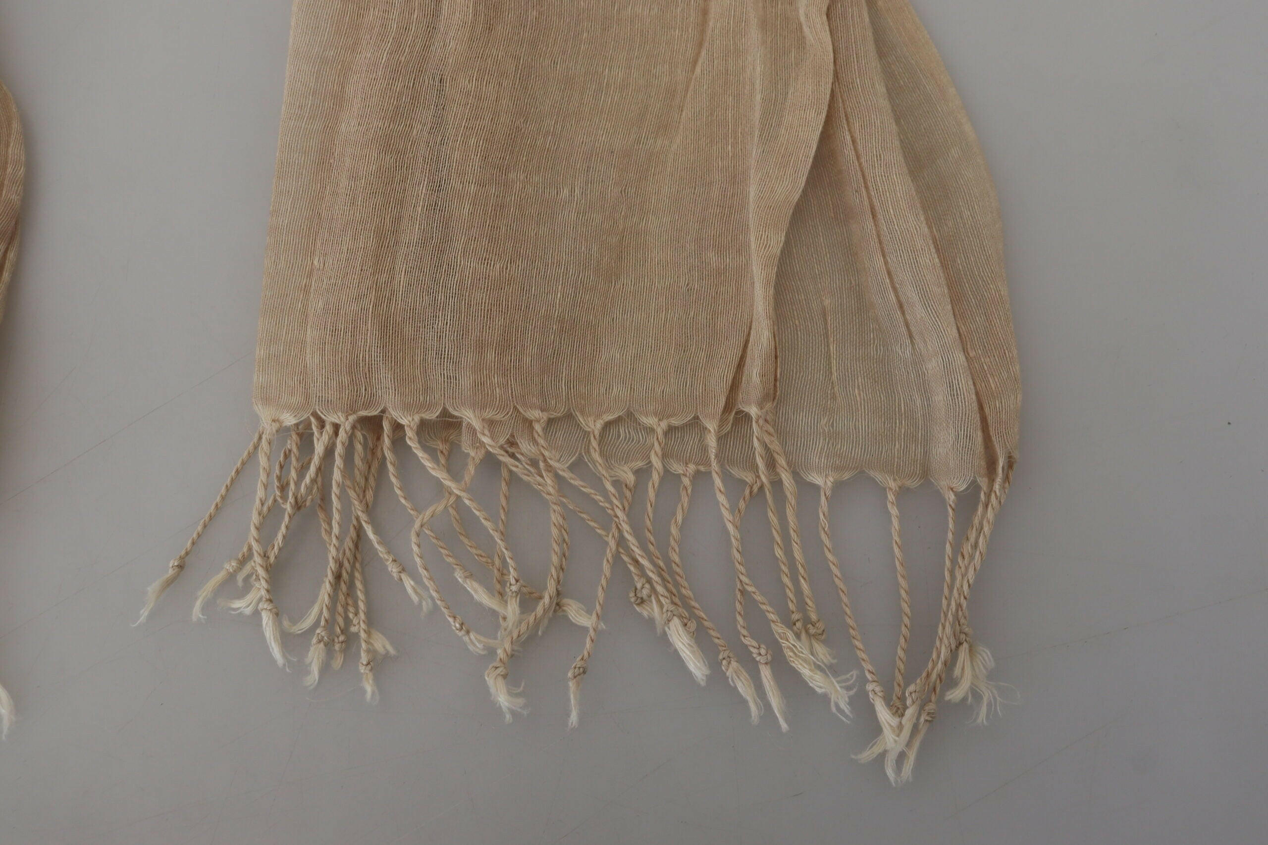 Costume National Beige Cotton Shawl Foulard Fringe Scarf -   -  Costume National.