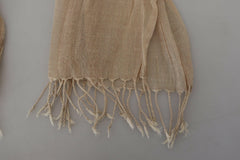 Costume National Beige Cotton Shawl Foulard Fringe Scarf -   -  Costume National.