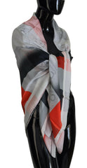 Costume National Gray Red Shawl Foulard Wrap Scarf -   -  Costume National.