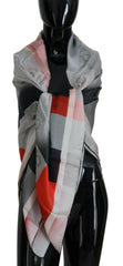 Costume National Gray Red Shawl Foulard Wrap Scarf -   -  Costume National.
