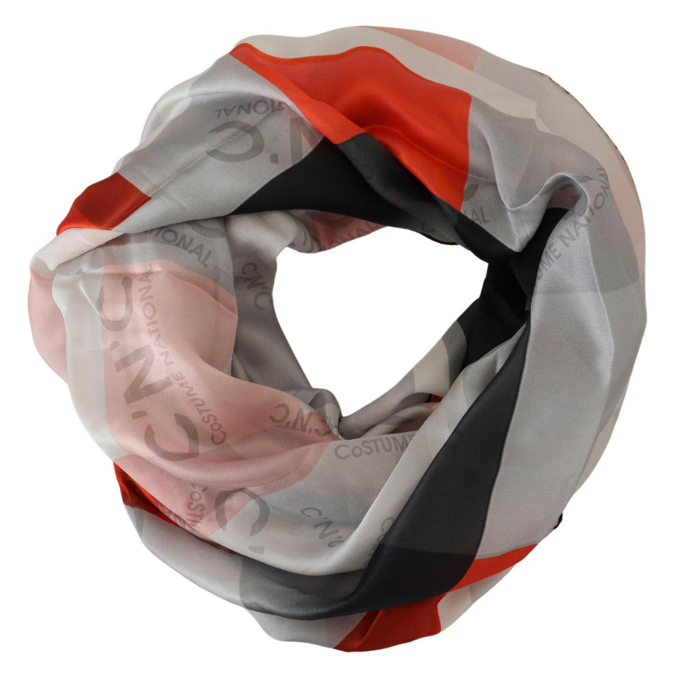Costume National Gray Red Shawl Foulard Wrap Scarf -   -  Costume National.