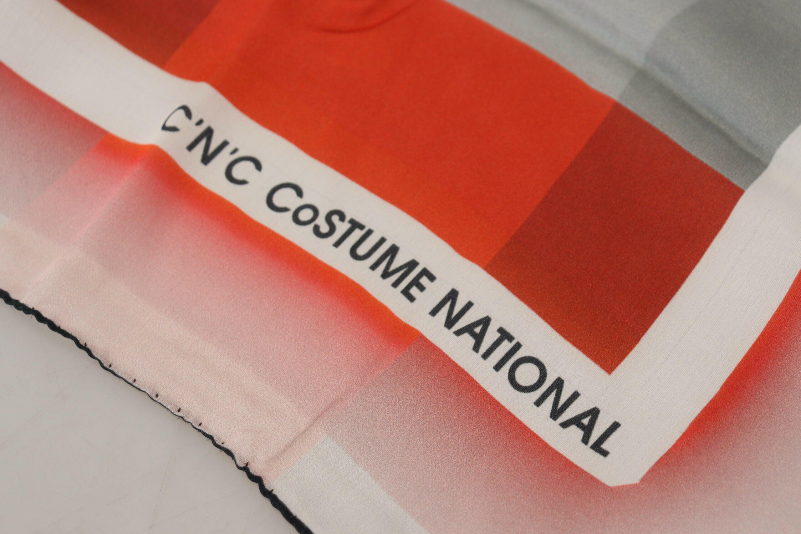 Costume National Gray Red Shawl Foulard Wrap Scarf -   -  Costume National.