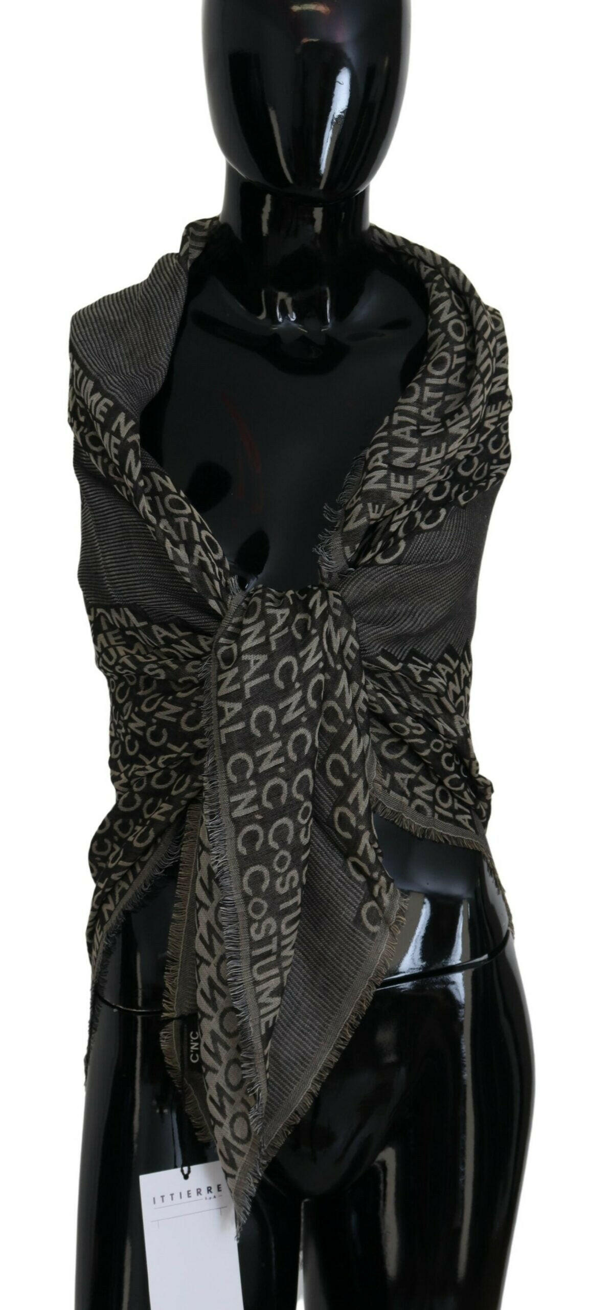 Costume National Gray Logo Knit Neck Wrap Shawl Scarf -   -  Costume National.