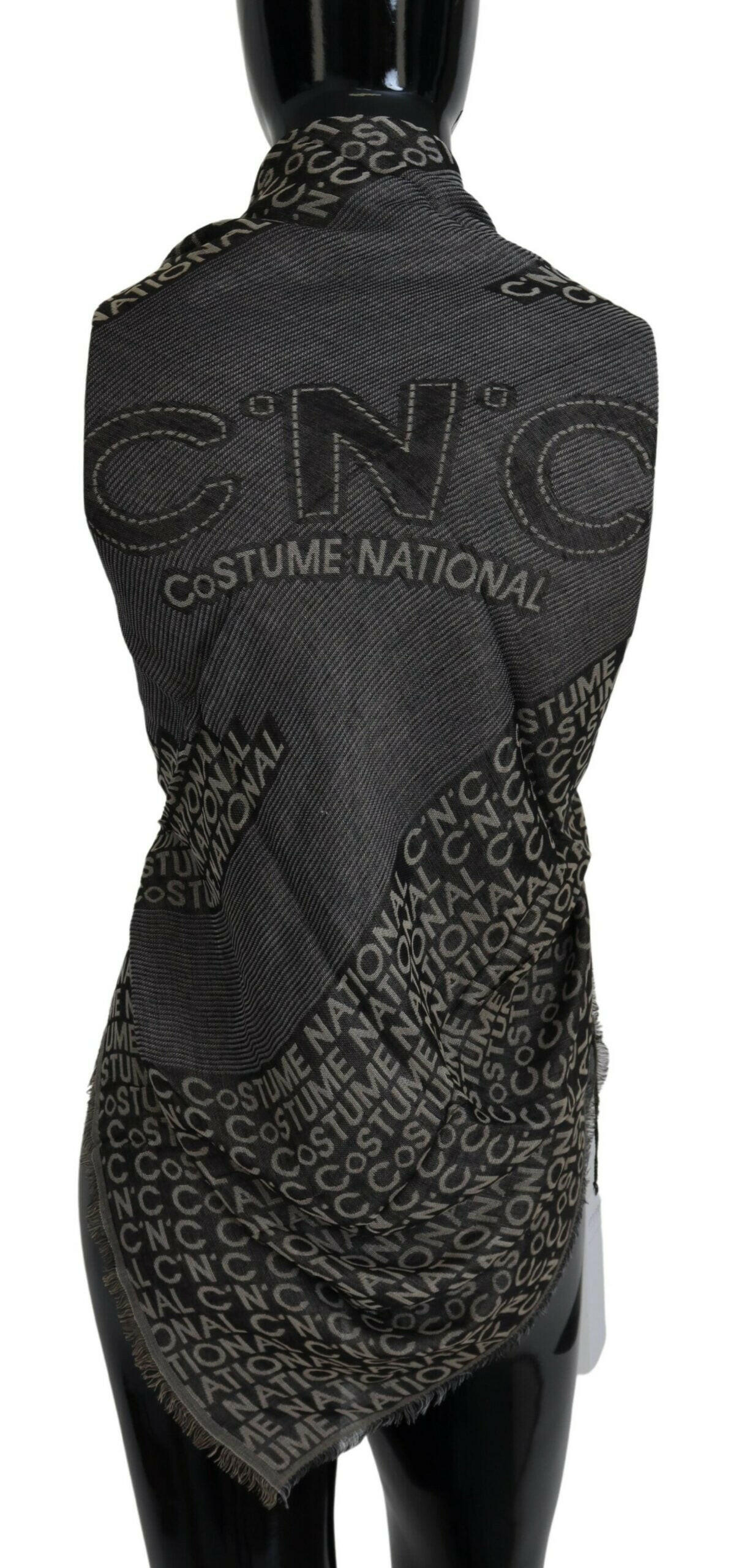 Costume National Gray Logo Knit Neck Wrap Shawl Scarf -   -  Costume National.