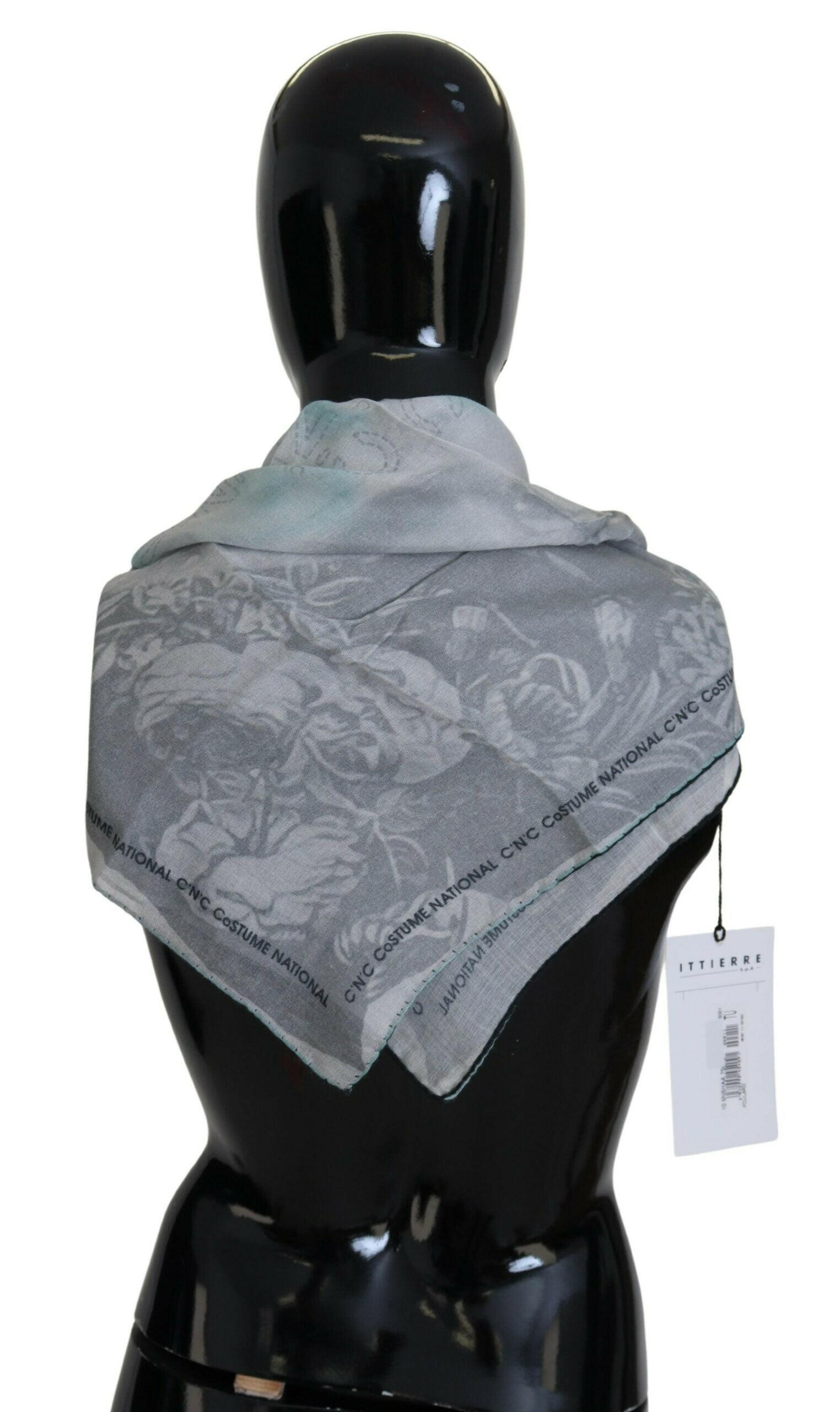 Costume National Gray Print Shawl Foulard Branded Scarf -   -  Costume National.