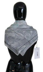 Costume National Gray Print Shawl Foulard Branded Scarf -   -  Costume National.
