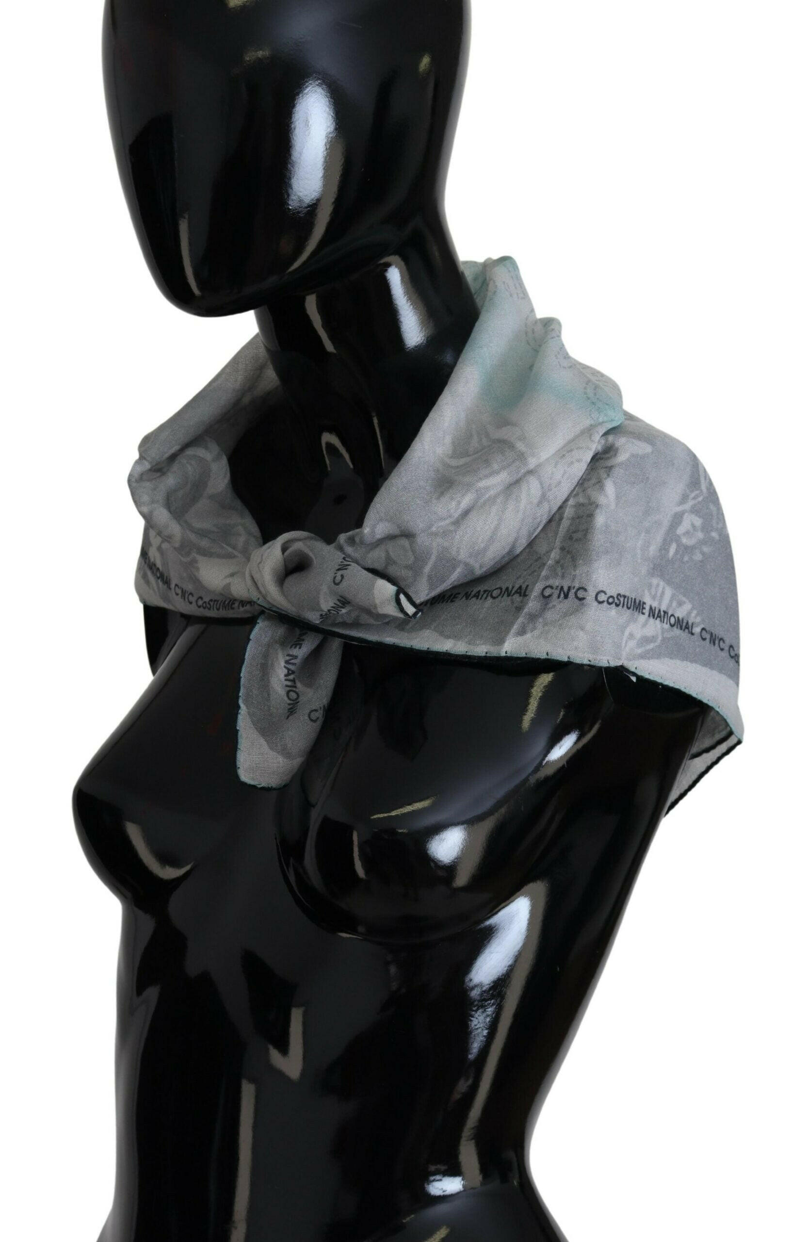 Costume National Gray Print Shawl Foulard Branded Scarf -   -  Costume National.