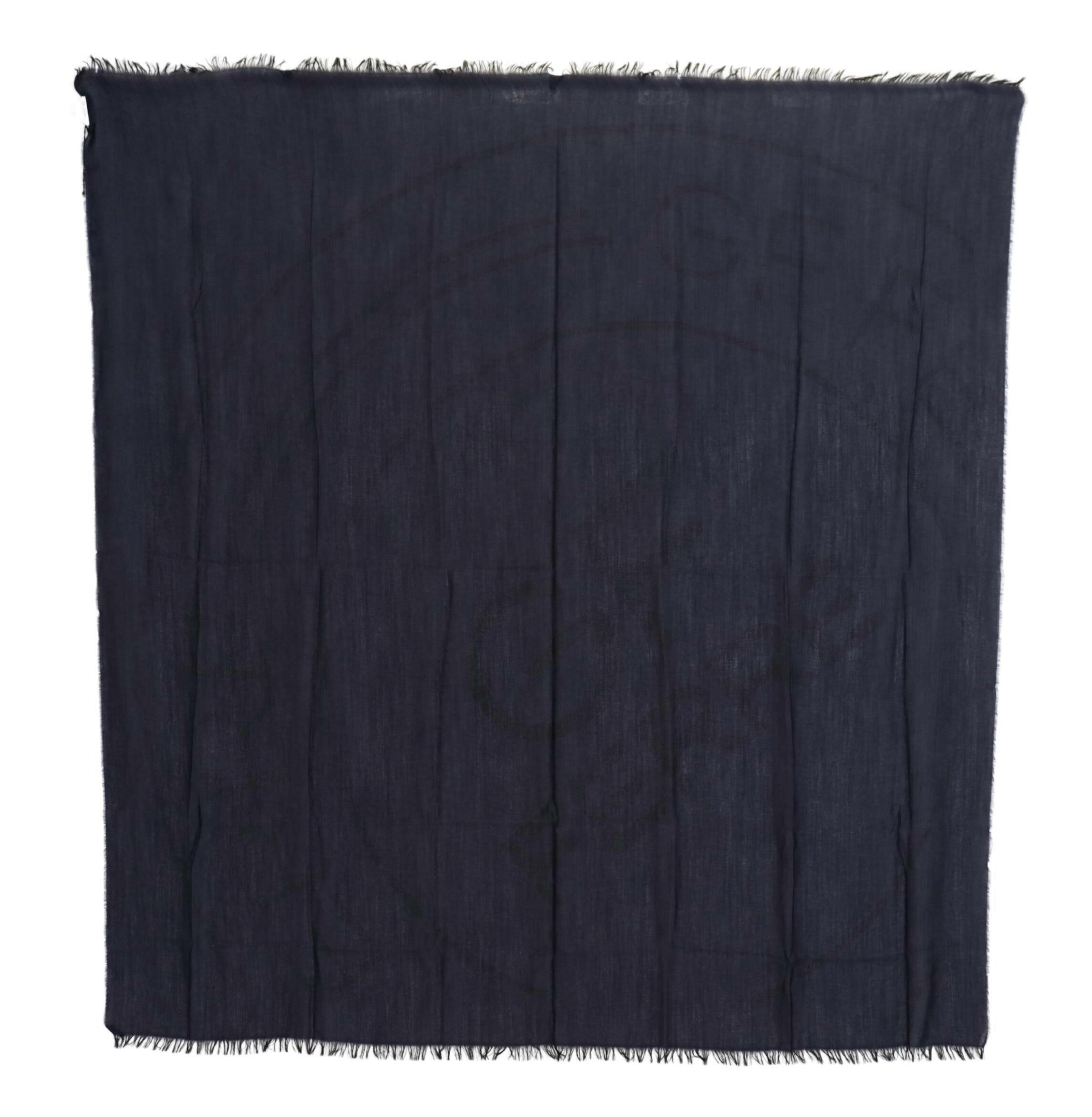 GF Ferre Dark Blue Wool Neck Wrap Shawl Fringes Scarf -   -  GF Ferre.