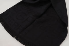 GF Ferre Black Wool Neck Wrap Shawl Fringes Scarf -   -  GF Ferre.