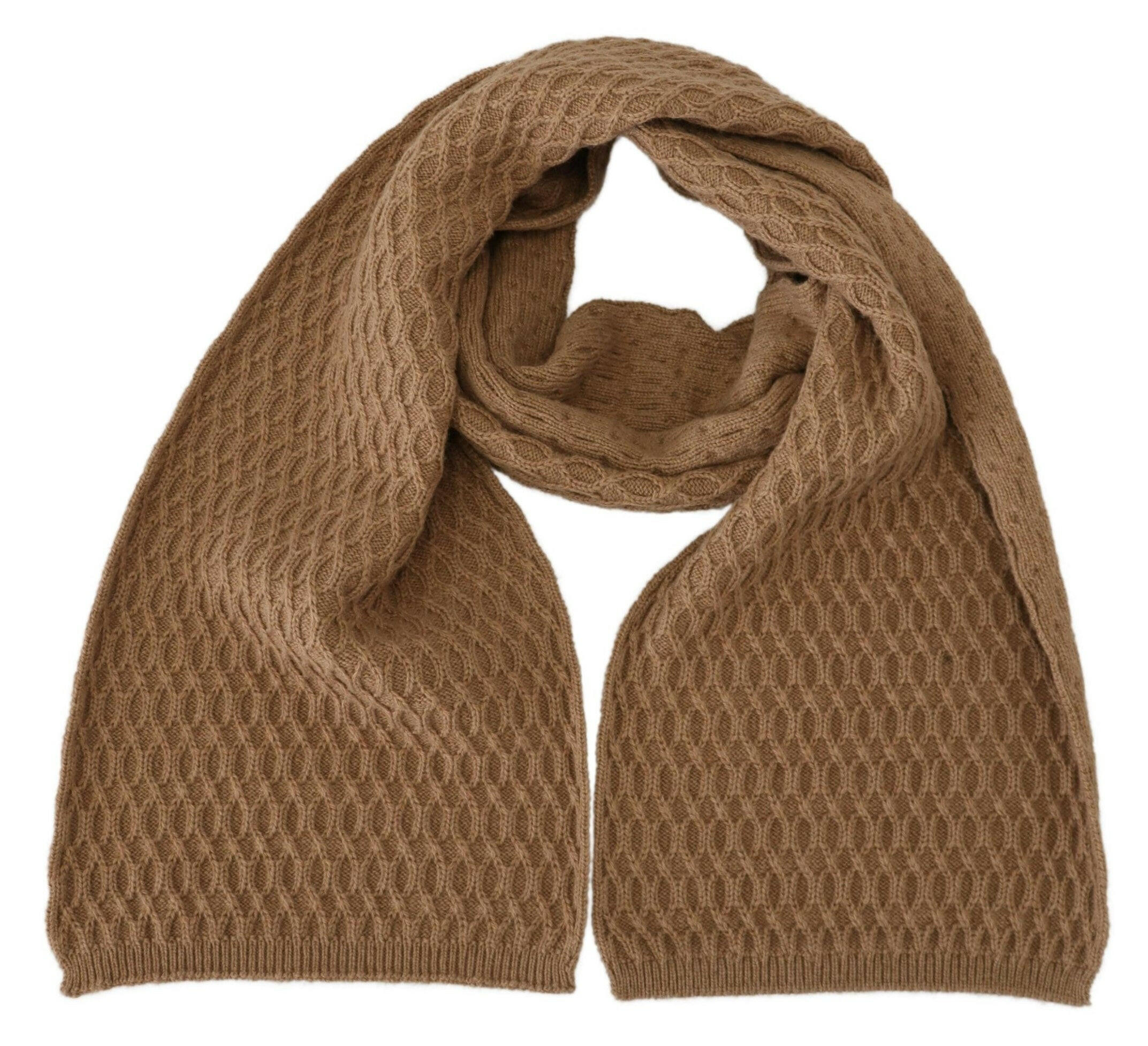 Dolce & Gabbana Dark Brown Wrap Shawl Knitted Camel Scarf -   -  Dolce & Gabbana.