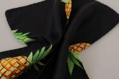 Dolce & Gabbana Black Pineapple Printed Square Handkerchief  Scarf -   -  Dolce & Gabbana.