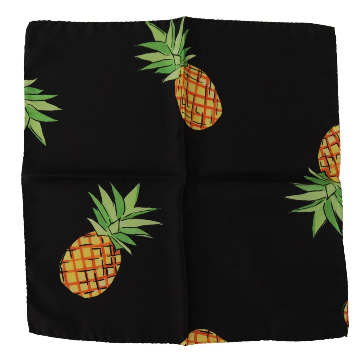 Dolce & Gabbana Black Pineapple Printed Square Handkerchief  Scarf -   -  Dolce & Gabbana.