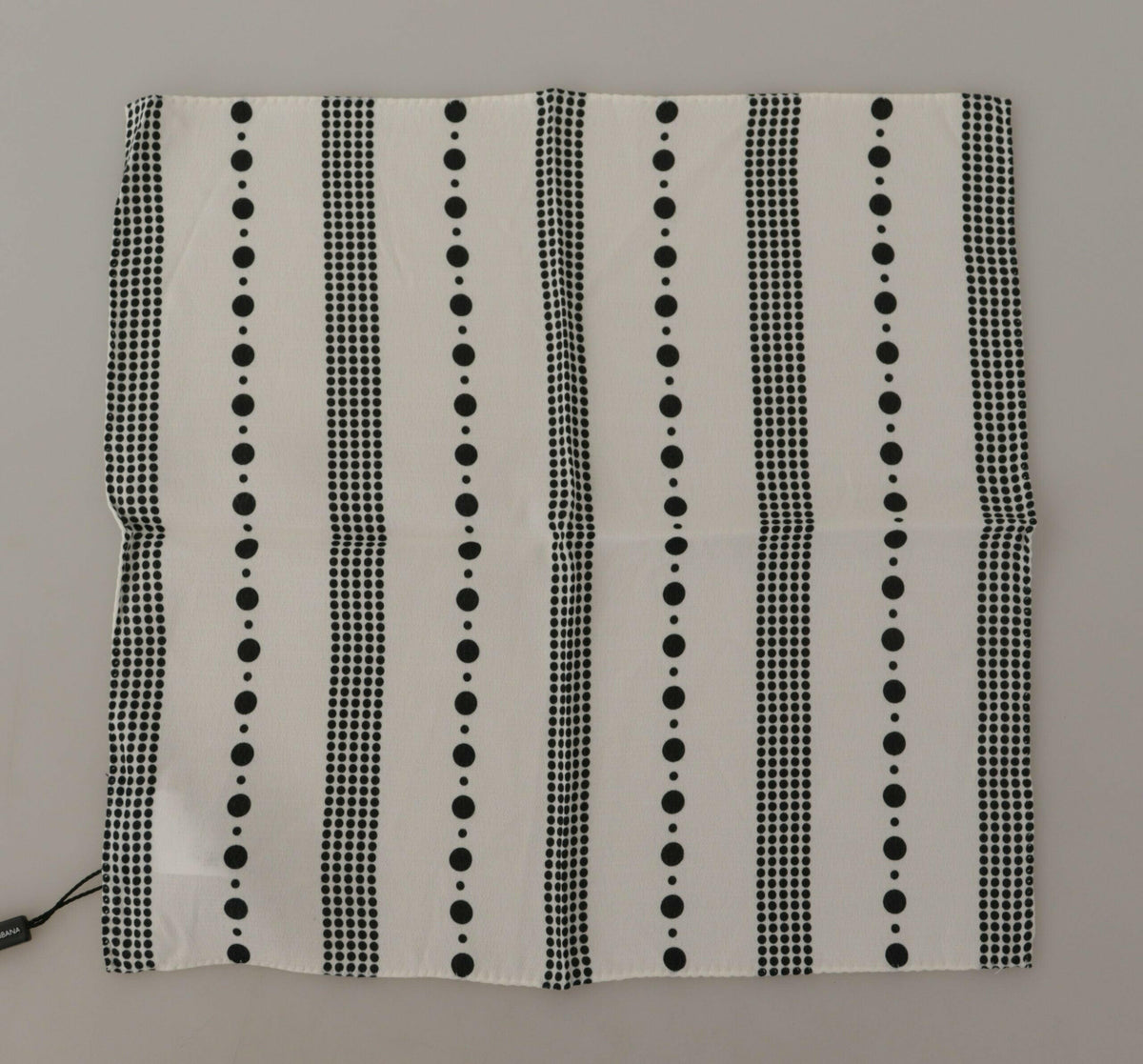 Dolce & Gabbana White Dotted Stripes Square Handkerchief Viscose Scarf -   -  Dolce & Gabbana.