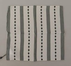 Dolce & Gabbana White Dotted Stripes Square Handkerchief Viscose Scarf -   -  Dolce & Gabbana.