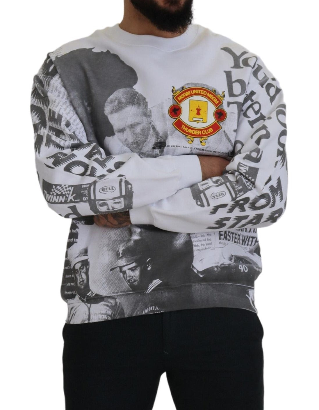 MSGM White Cotton Crewneck Pullover Sweatshirt Sweater -   -  MSGM.
