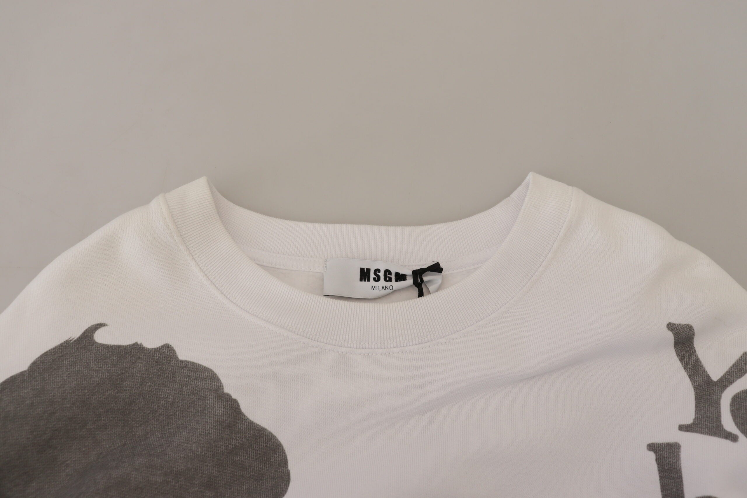 MSGM White Cotton Crewneck Pullover Sweatshirt Sweater -   -  MSGM.