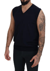 Paolo Pecora Milano Black Cotton V-neck Sleeveless Tank T-shirt -   -  Paolo Pecora Milano.