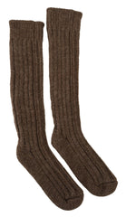 Dolce & Gabbana Brown Wool Knit Calf Long Women Socks -   -  Dolce & Gabbana.