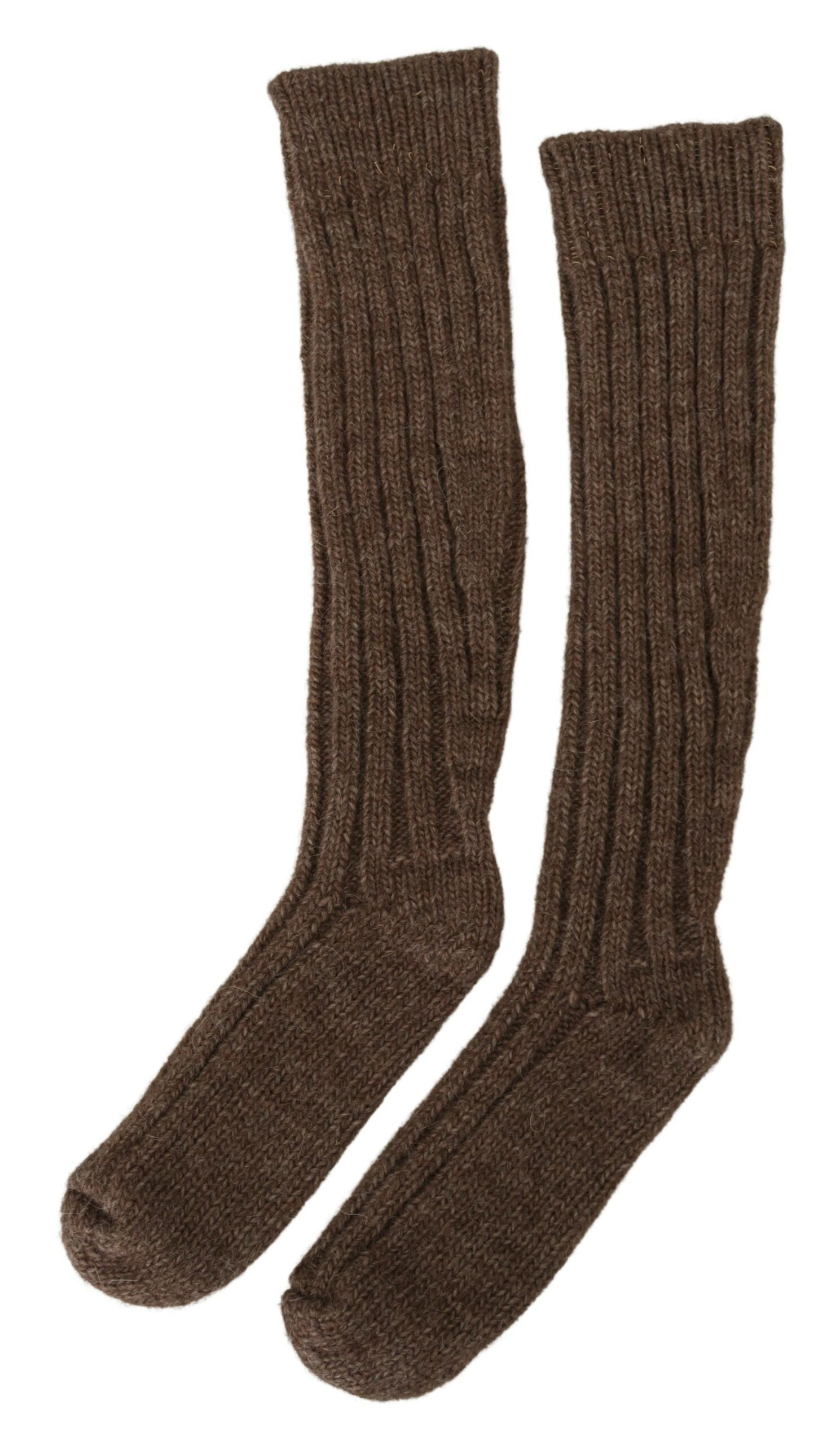 Dolce & Gabbana Brown Wool Knit Calf Long Women Socks -   -  Dolce & Gabbana.