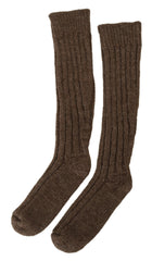 Dolce & Gabbana Brown Wool Knit Calf Long Women Socks -   -  Dolce & Gabbana.
