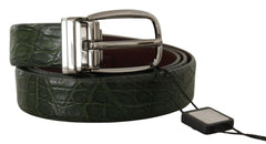 Dolce & Gabbana Green Exotic Leather Silver Buckle Belt -   -  Dolce & Gabbana.