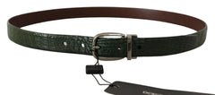 Dolce & Gabbana Green Exotic Leather Silver Buckle Belt -   -  Dolce & Gabbana.