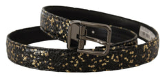 Dolce & Gabbana Gold Black Two-toned Leather Chrome Buckle Belt -   -  Dolce & Gabbana.