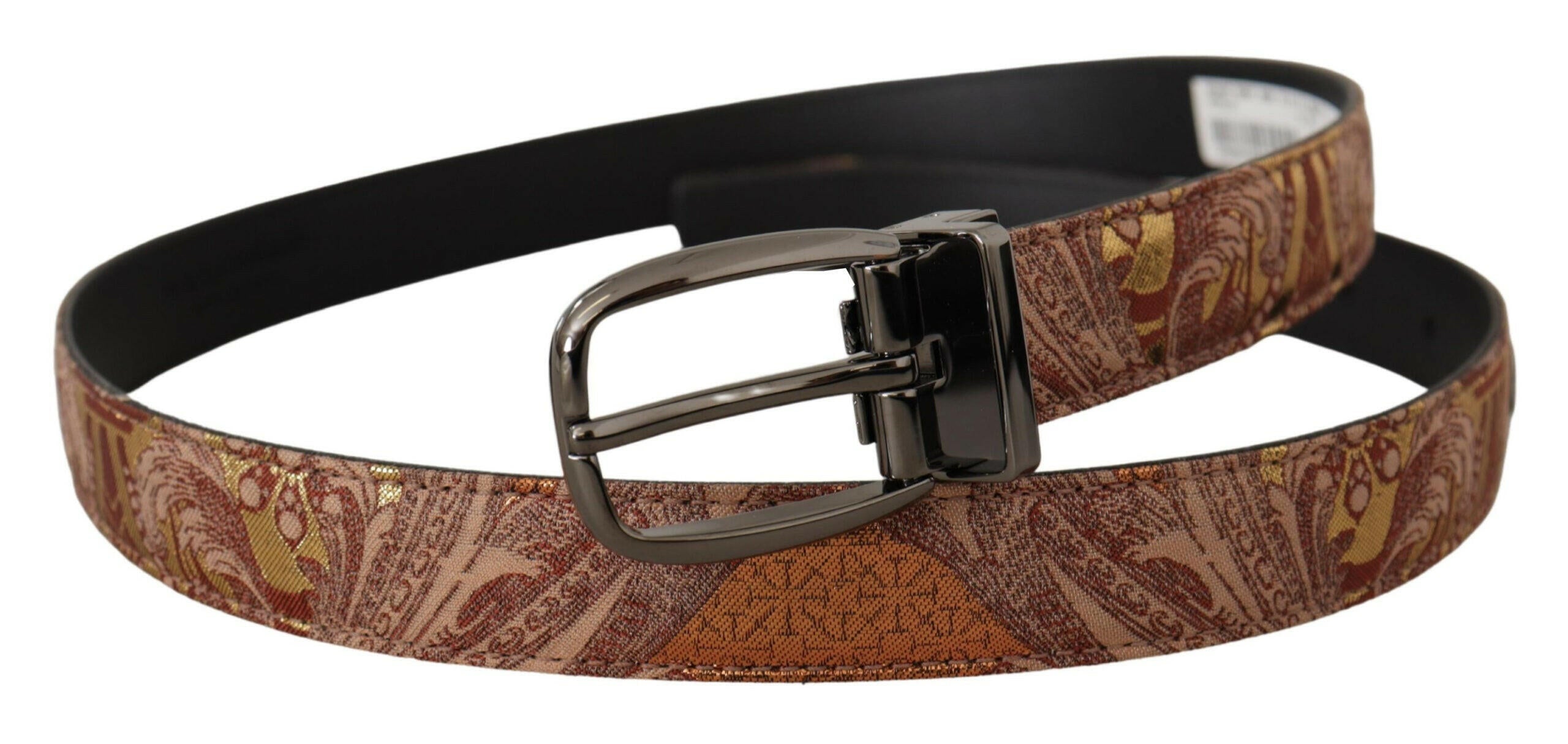 Dolce & Gabbana Multicolor Embossed Leather Black Metal Buckle Belt -   -  Dolce & Gabbana.