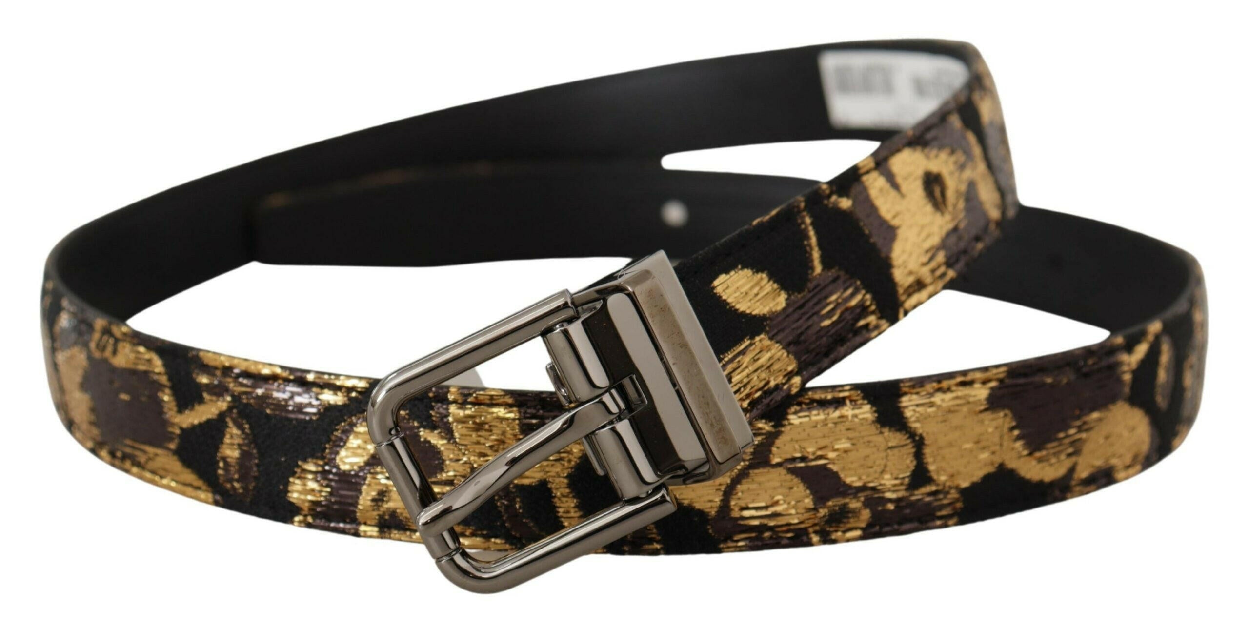 Dolce & Gabbana Multicolor Jacquard Leather Logo Metal Buckle Belt -   -  Dolce & Gabbana.
