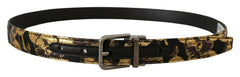 Dolce & Gabbana Multicolor Jacquard Leather Logo Metal Buckle Belt -   -  Dolce & Gabbana.