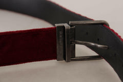 Dolce & Gabbana Maroon Velvet Leather Wide Vintage Metal Buckle Belt -   -  Dolce & Gabbana.