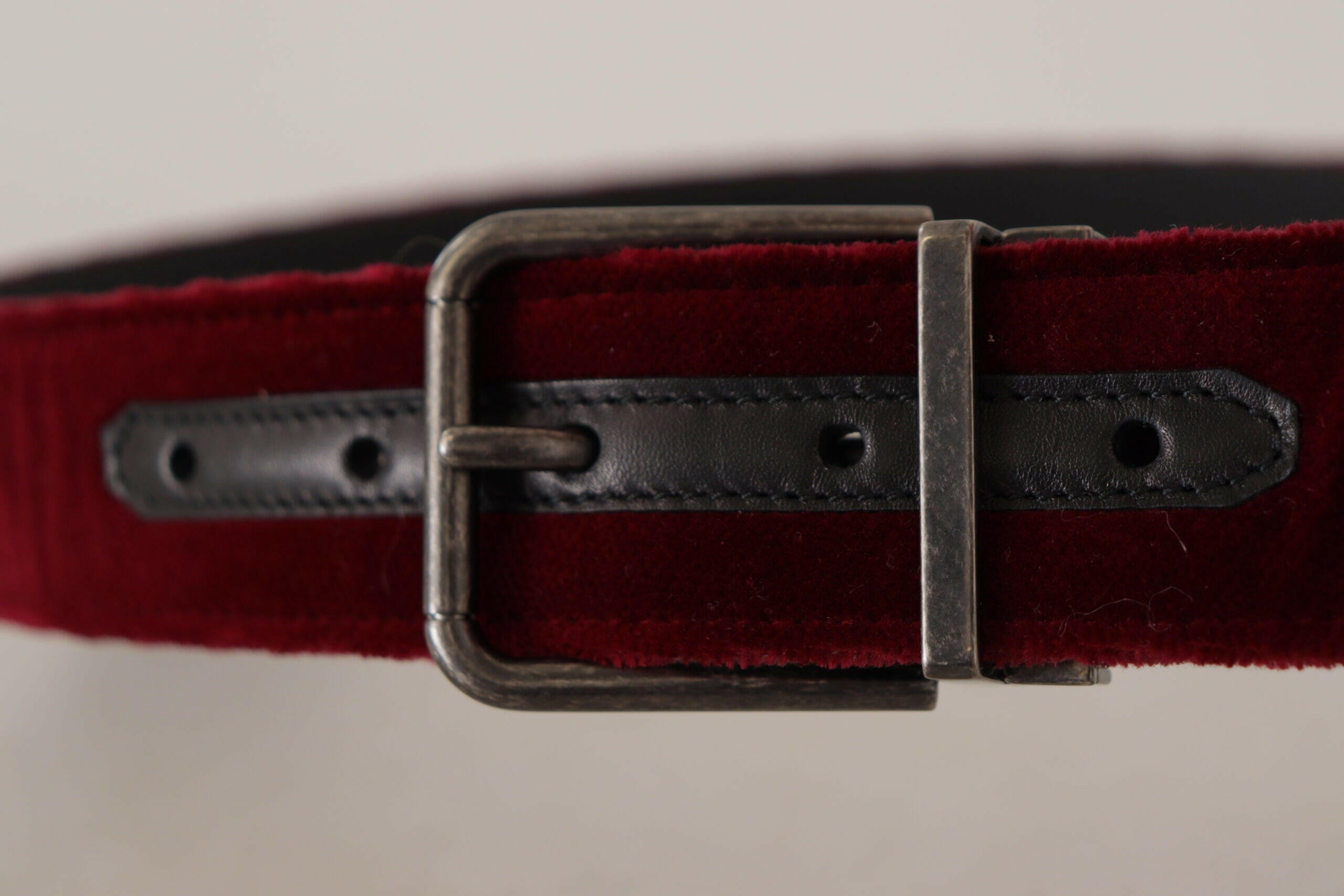 Dolce & Gabbana Maroon Velvet Leather Wide Vintage Metal Buckle Belt -   -  Dolce & Gabbana.