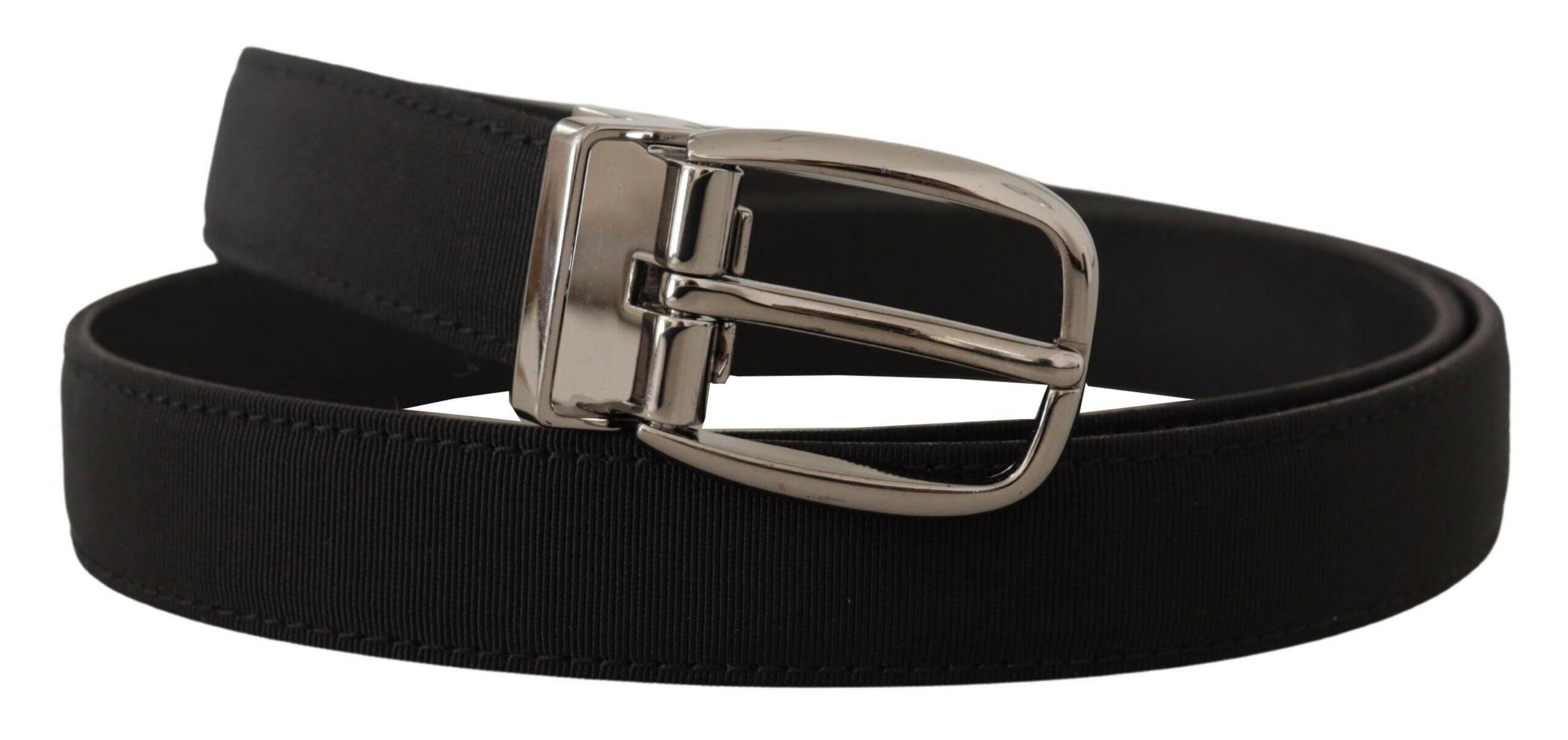 Dolce & Gabbana Black Grosgrain Leather Silver Logo Buckle Belt -   -  Dolce & Gabbana.