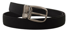 Dolce & Gabbana Black Grosgrain Leather Silver Logo Buckle Belt -   -  Dolce & Gabbana.