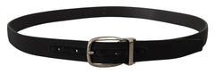 Dolce & Gabbana Black Grosgrain Leather Silver Logo Buckle Belt -   -  Dolce & Gabbana.
