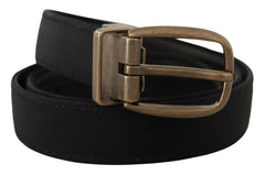 Dolce & Gabbana Black Grosgrain Leather Bronze Metal Belt -   -  Dolce & Gabbana.