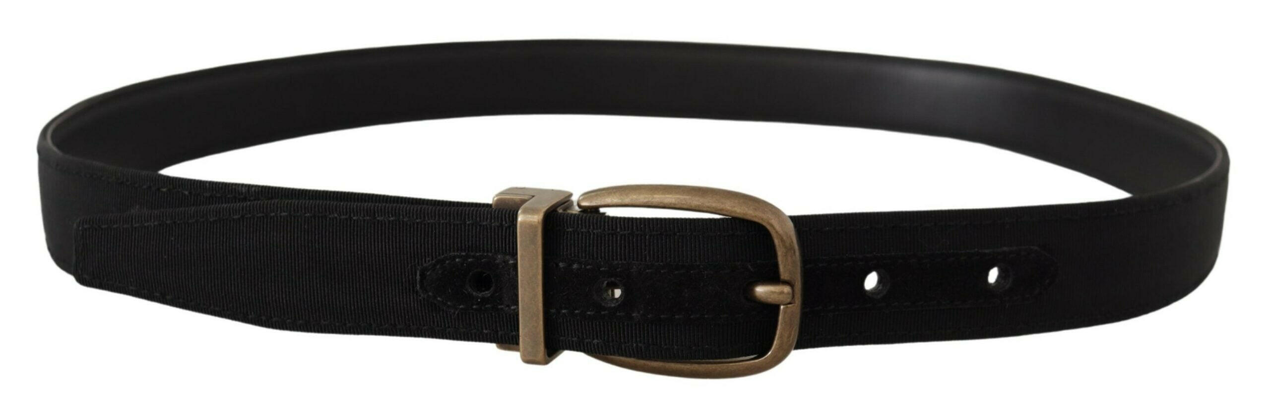 Dolce & Gabbana Black Grosgrain Leather Bronze Metal Belt -   -  Dolce & Gabbana.