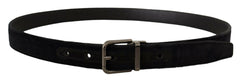 Dolce & Gabbana Black Velvet Silver Tone Logo Metal Buckle Belt -   -  Dolce & Gabbana.