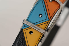 Dolce & Gabbana Multicolor Leather Silver Tone Logo Buckle Belt -   -  Dolce & Gabbana.