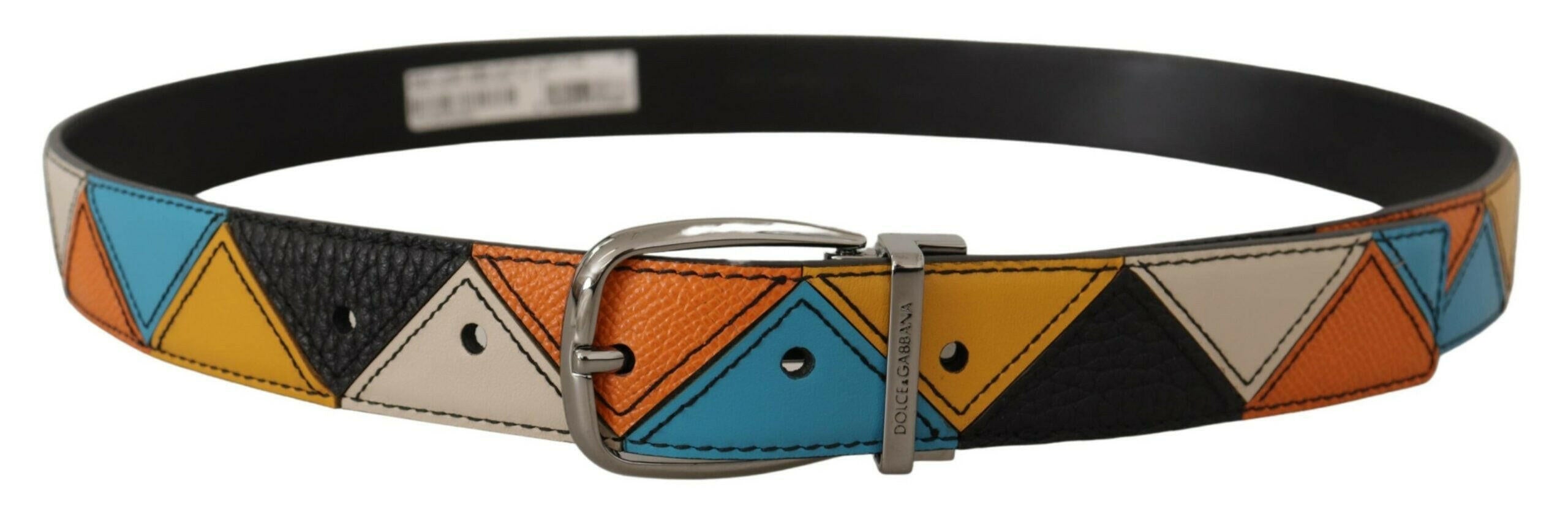 Dolce & Gabbana Multicolor Leather Silver Tone Logo Buckle Belt -   -  Dolce & Gabbana.