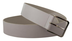 Dolce & Gabbana White Leather Wide Silver Metal Buckle Belt -   -  Dolce & Gabbana.