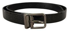 Dolce & Gabbana Black Vernice Puntinata Leather Silver Tone Metal Belt -   -  Dolce & Gabbana.