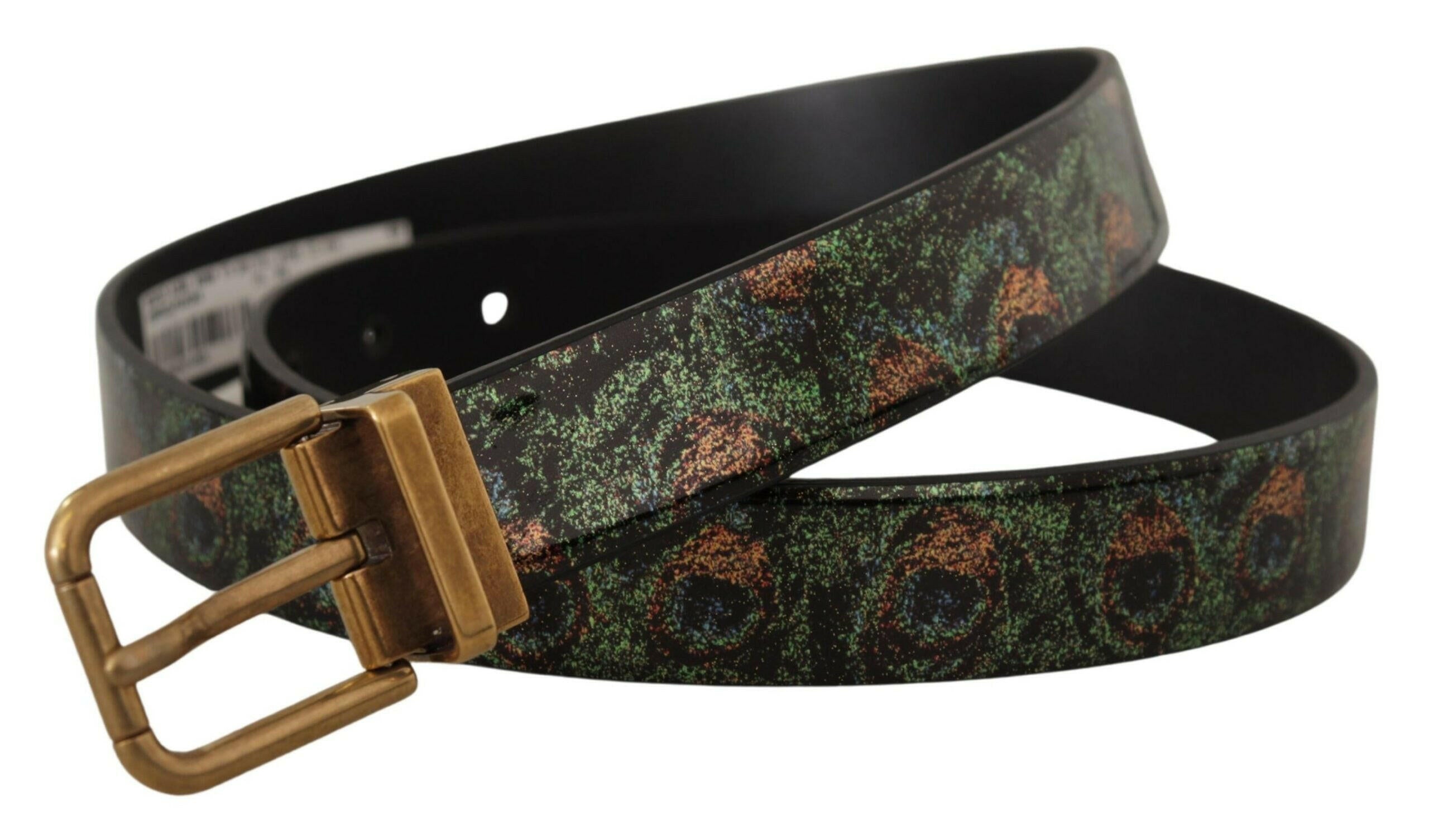 Dolce & Gabbana Multicolor Leather Vernice Pavone Bronze Metal Belt -   -  Dolce & Gabbana.