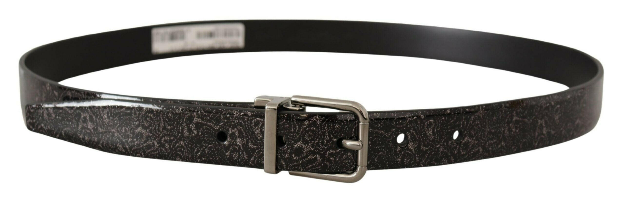 Dolce & Gabbana Black Goccia Glitter Patent Leather Buckle Vernice Belt -   -  Dolce & Gabbana.