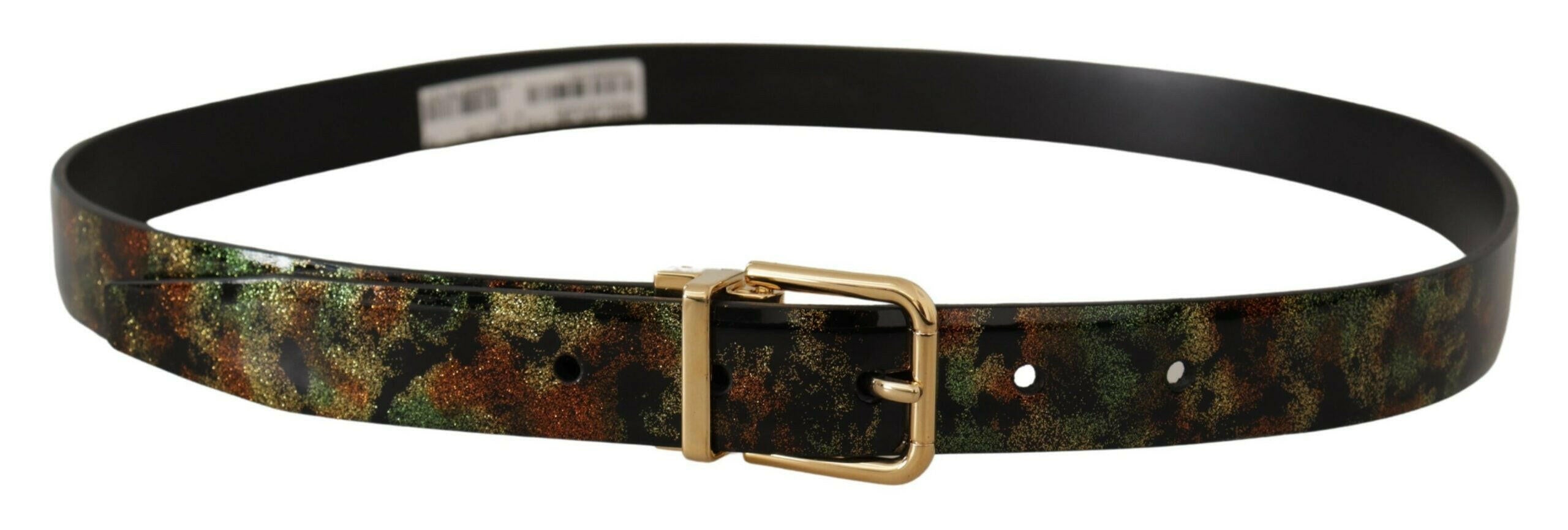 Dolce & Gabbana Black Green Leather Bronze Metal Buckle Belt -   -  Dolce & Gabbana.