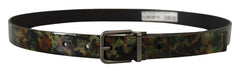 Dolce & Gabbana Black Sparkling Leather Black Metal Buckle Belt -   -  Dolce & Gabbana.