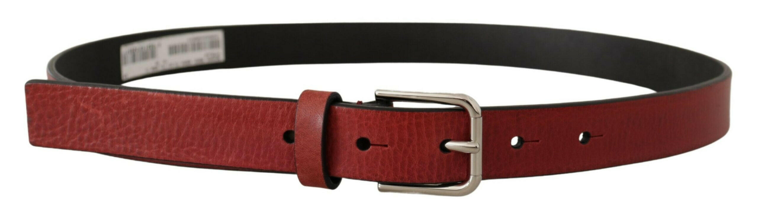 Dolce & Gabbana Maroon Vitello Leather Silver Metal Belt -   -  Dolce & Gabbana.