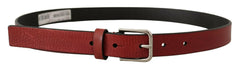 Dolce & Gabbana Maroon Vitello Leather Silver Metal Belt -   -  Dolce & Gabbana.