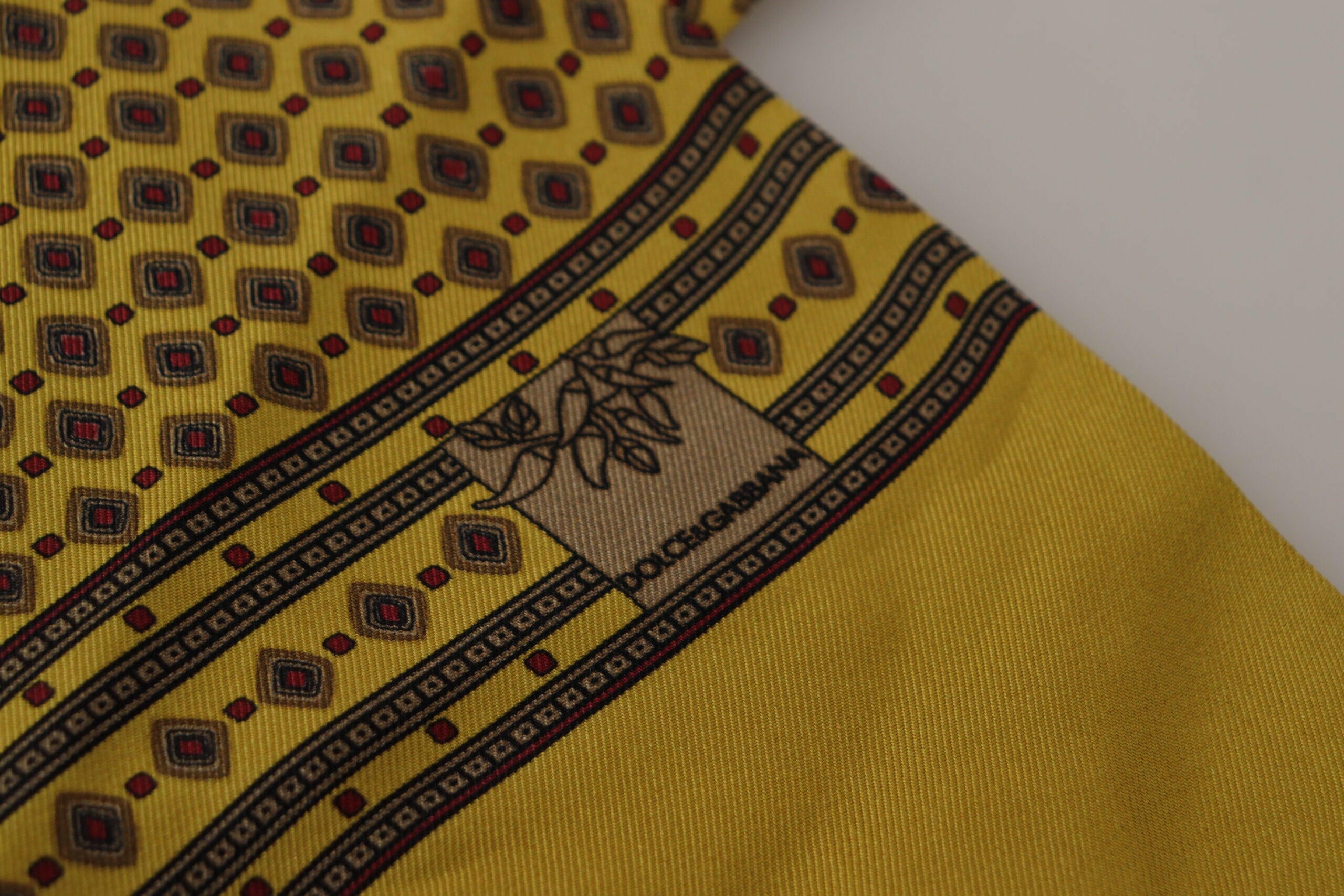 Dolce & Gabbana Yellow Patterned Silk Neck Wrap Fringe Scarf -   -  Dolce & Gabbana.